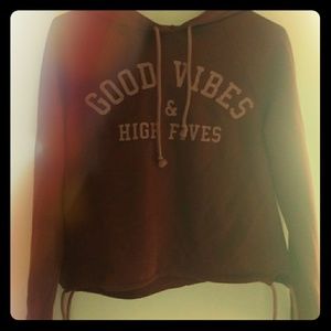 Rue 21 Good Vibes and High Fives Cropped Hoodie